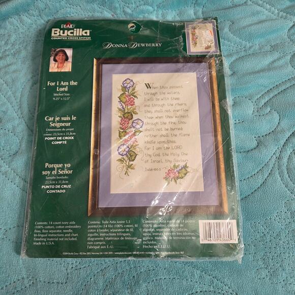 Bucilla Counted cross Stitch Kit, "For I Am the Lord," 9x12 #43660 - Picture 1 of 2